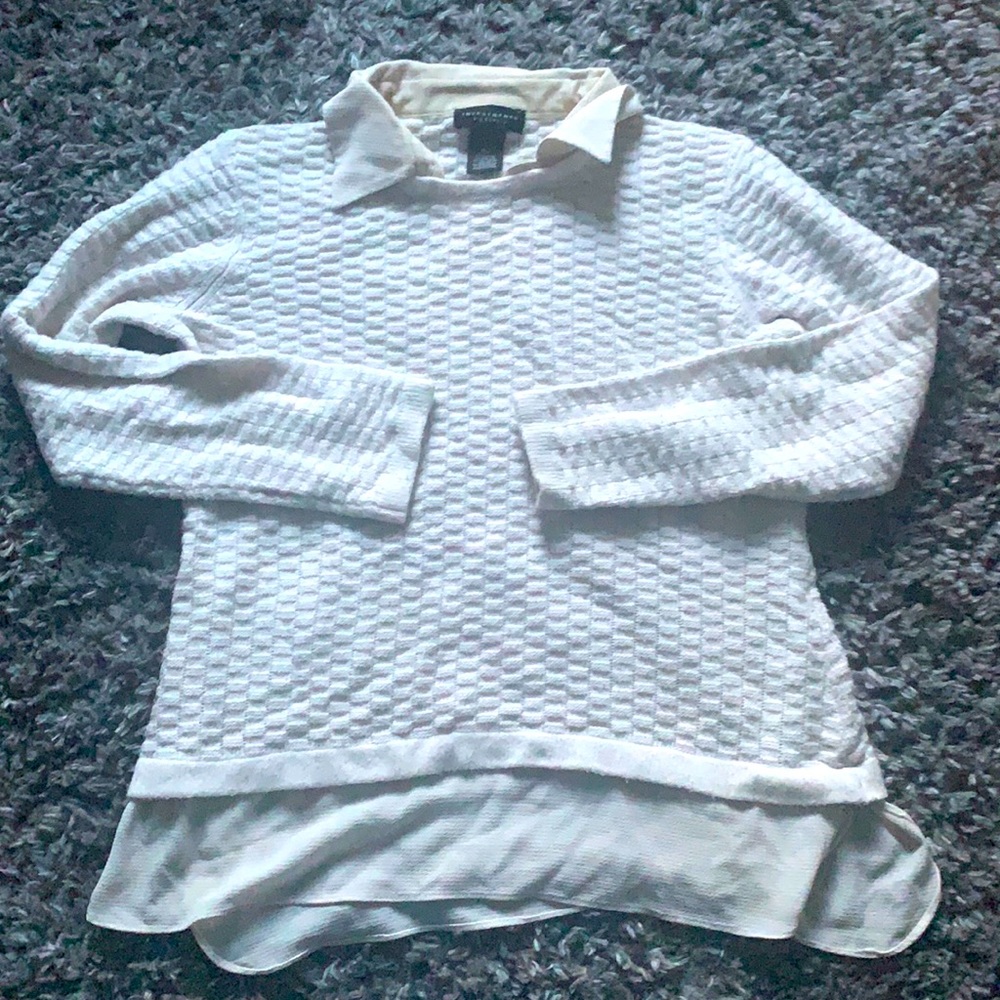 Investments Petite Small white cotton blouse
